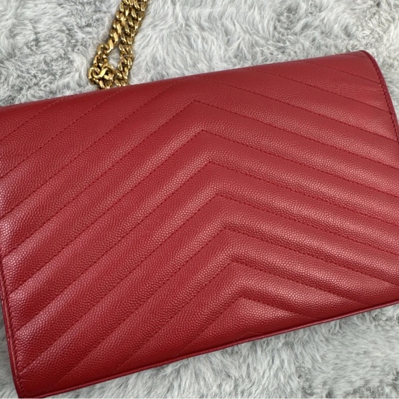 Yves Saint Laurent Cassandre Chain Crossbody Bag in Red - Picture 2 of 11